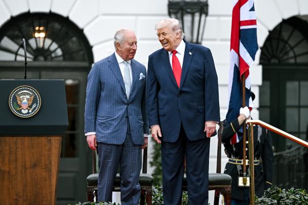 King Charles III and President Donald Trump share a laugh during the King's recent trip to Washington DC.