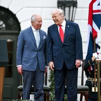 King Charles III and President Donald Trump share a laugh during the King's recent trip to Washington DC.