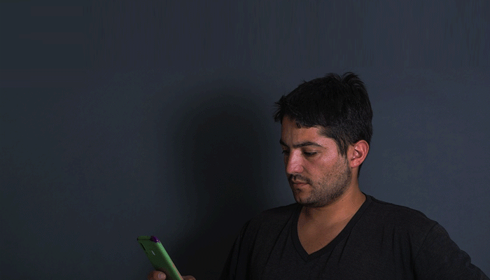 Man looking at cellphone